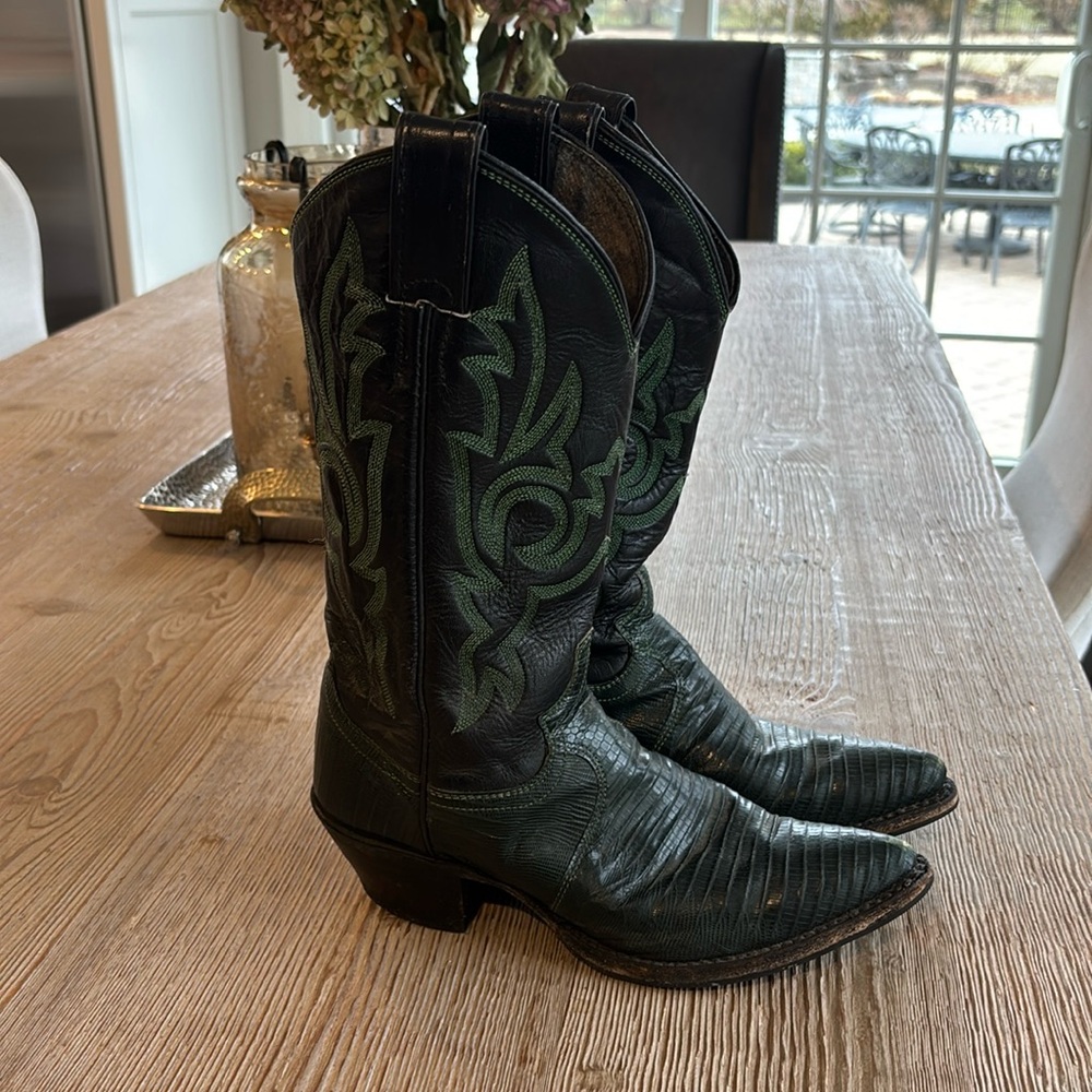 Justin boots vintage - black/green - size 6